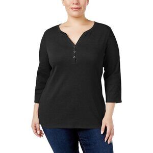 EUC Karen Scott 3/4 Sleeve Henley Top - Size 1X​​​​​​​